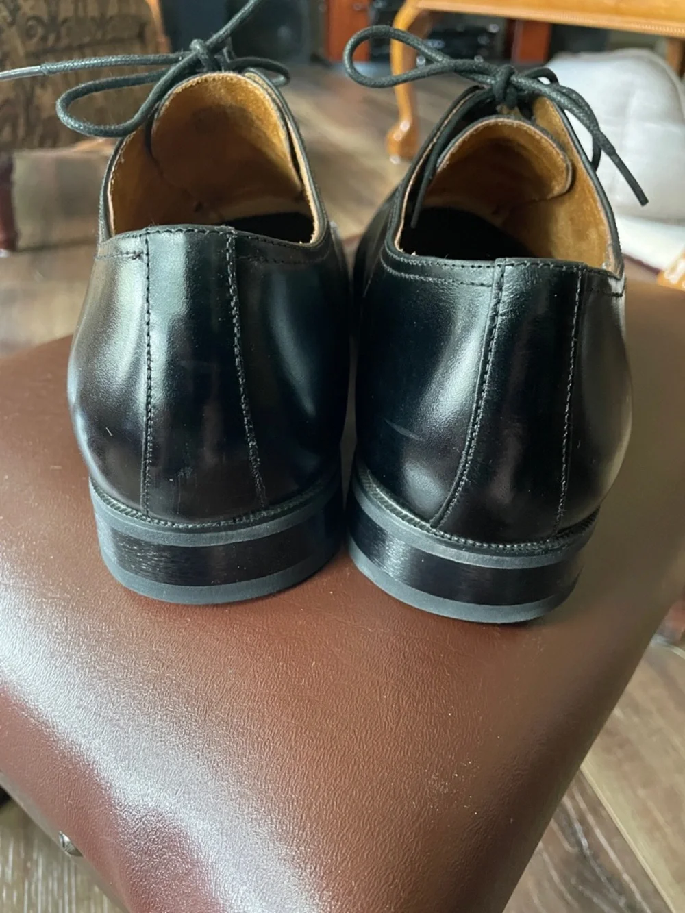 Florsheim Black Smooth Leather Cap Toe Oxford Shoes 9D